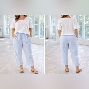 Blair Maternity Light Blue Cropped Cotton Blend Relaxed Pants